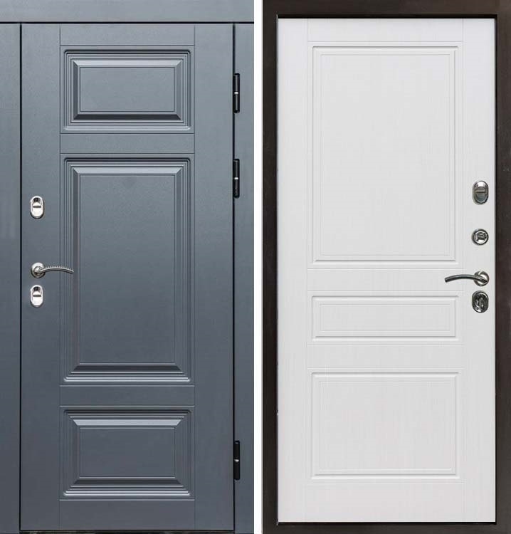 Входная металлическая дверь с терморазрывом Интерма Классика Белое дерево 42655