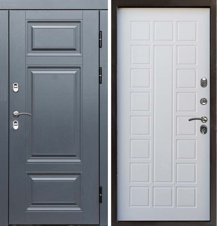 Входная металлическая дверь с терморазрывом Интерма Престиж Белое дерево 42654