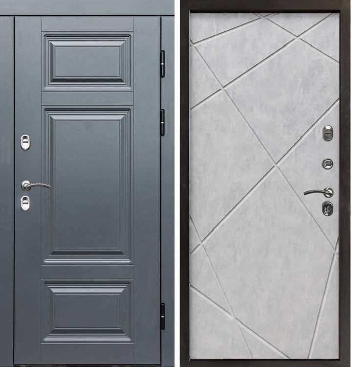 Входная металлическая дверь с терморазрывом Интерма Лучи Бетон светлый 42646