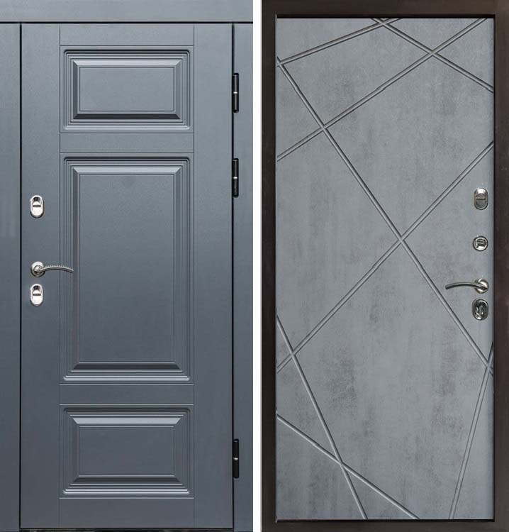 Входная металлическая дверь с терморазрывом Интерма Лучи Бетон темный 42647