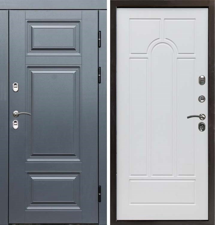 Входная металлическая дверь с терморазрывом Интерма Арка Белое дерево 42640