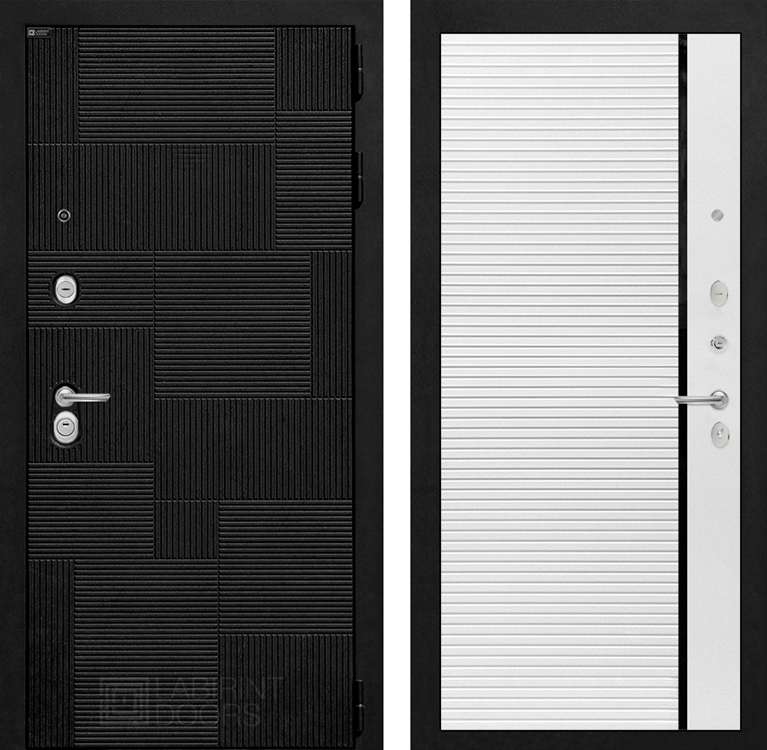 Входная металлическая дверь Лабиринт Pazl-Пазл 22 - Белый софт, черная вставка 43403