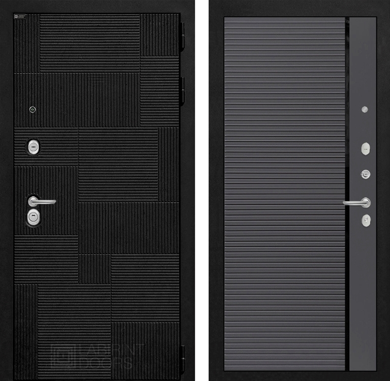 Входная металлическая дверь Лабиринт Pazl-Пазл 22 - Графит софт, черная вставка 43404