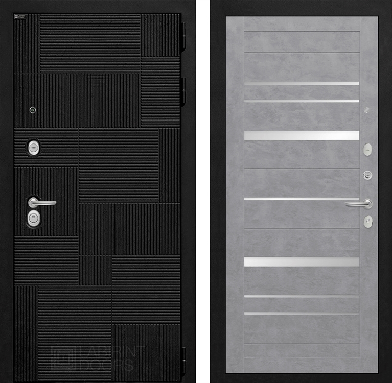 Входная металлическая дверь Лабиринт Pazl-Пазл 20 - Бетон светлый, зеркальные вставки 43442