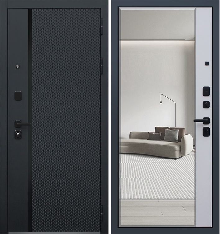 Входная металлическая дверь АСД Ньюкасл с зеркалом Капучино 44869