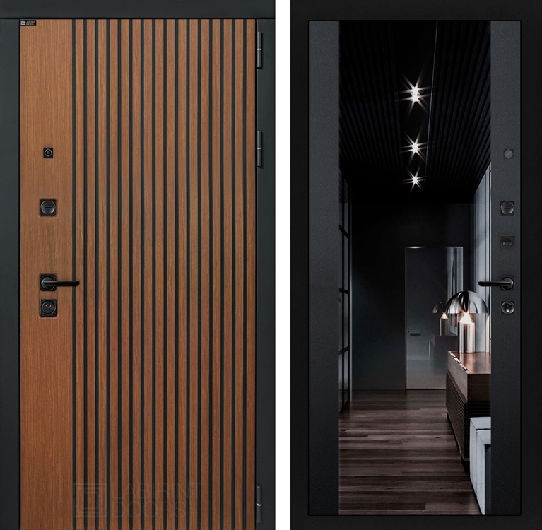 Входная металлическая дверь Лабиринт STORM с Зеркалом тонированным Максимум - Черный кварц 4049886