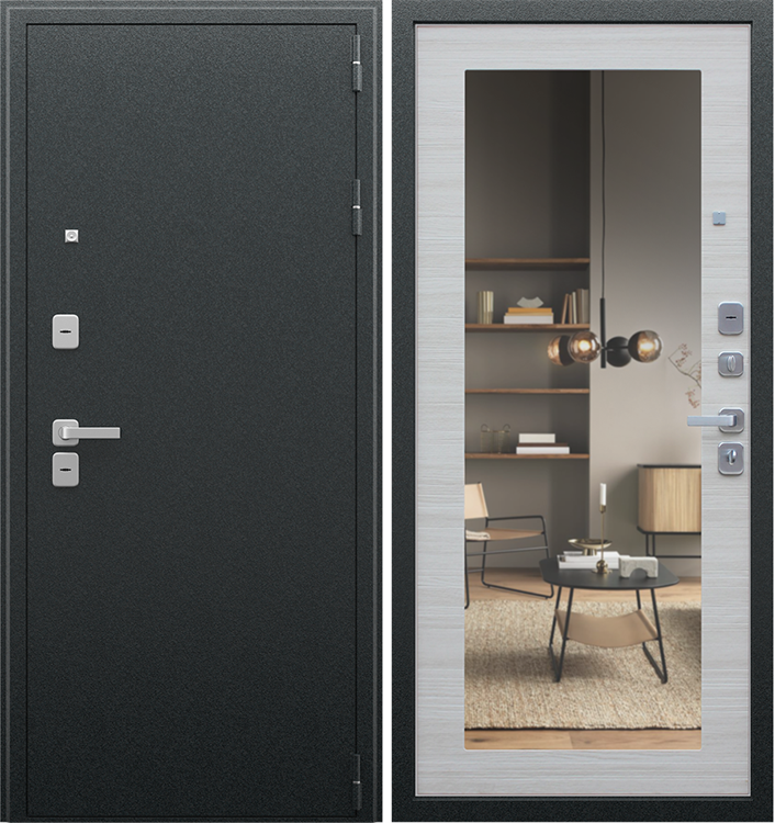 Входная металлическая дверь АСД NEXT-1 | Светлая акация с зеркалом 7166