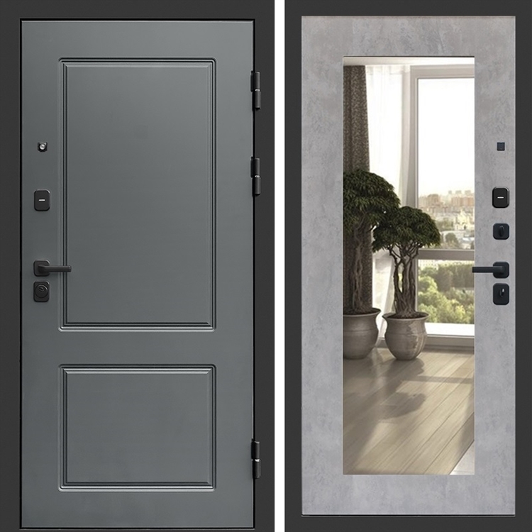 Входная металлическая дверь ВЕРОНА фл-251 с зеркалом Бетон светлый 46956