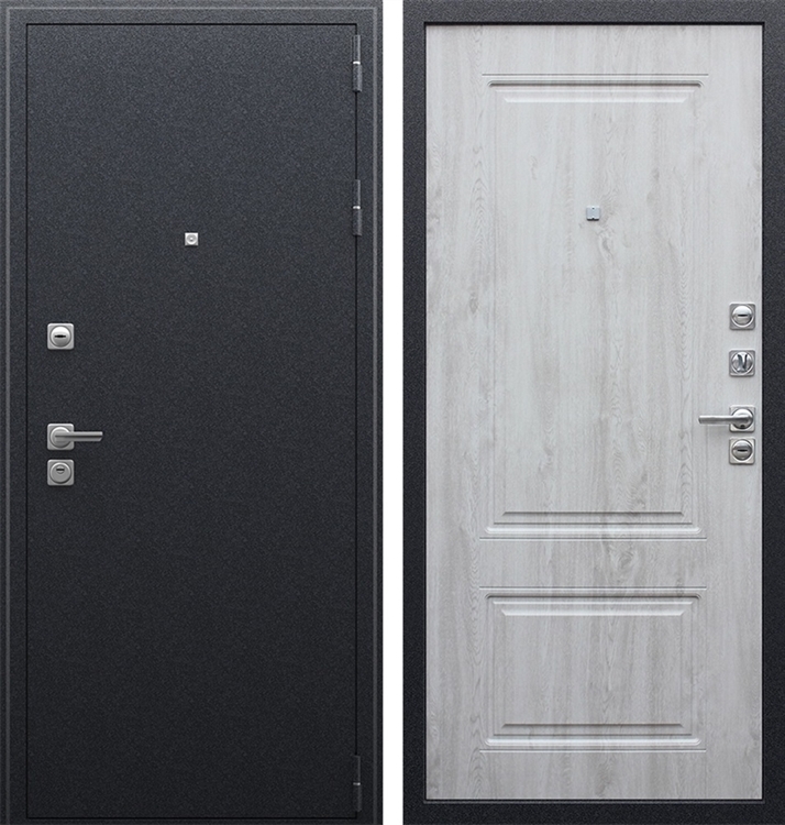 Входная металлическая дверь с терморазрывом АСД Север 3К Букле графит | Сосна белая 7170