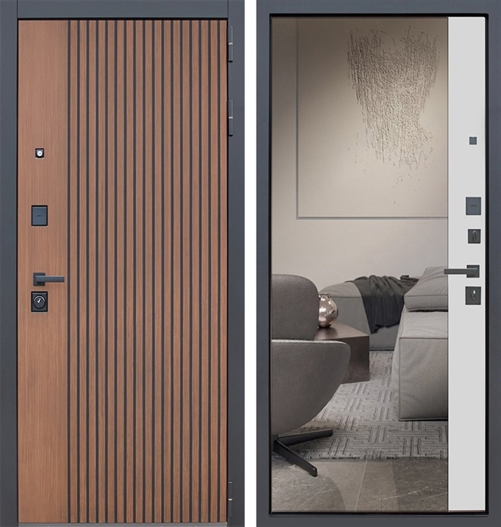 Входная дверь с зеркалом АСД Вельвет - Капучино 47094