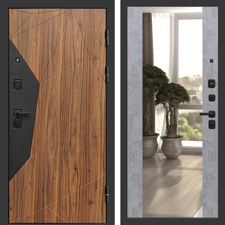 Входная металлическая дверь Авангард фл-251 с зеркалом Бетон темный 46812