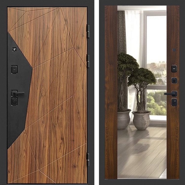 Входная металлическая дверь Авангард фл-252 с зеркалом Дуб 46813