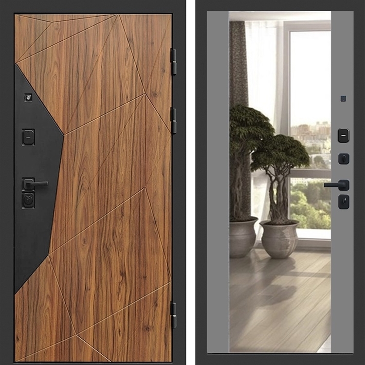 Входная дверь Авангард фл-252 с зеркалом Грей софт 47124