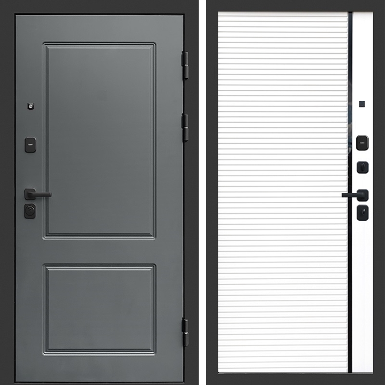 Входная металлическая дверь ВЕРОНА фл-248 Белый матовый, черная вставка 46949