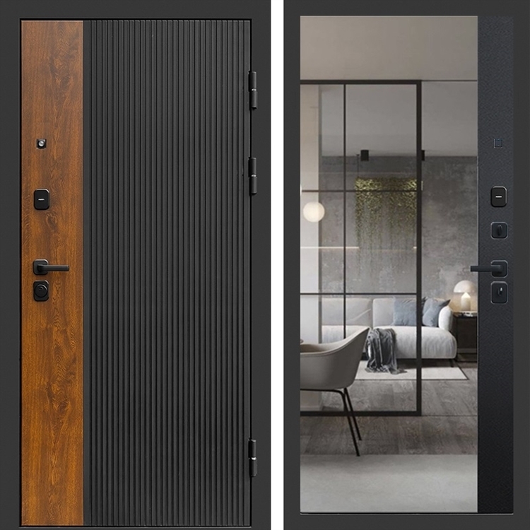 Входная дверь Престиж black с зеркалом фацет Черный кварц 47405