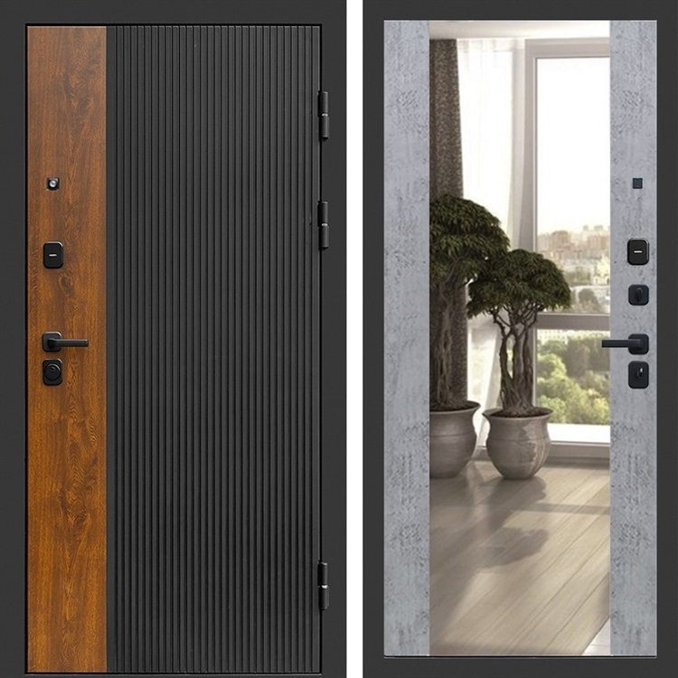 Входная дверь Престиж black фл-252 с зеркалом Бетон темный 47391