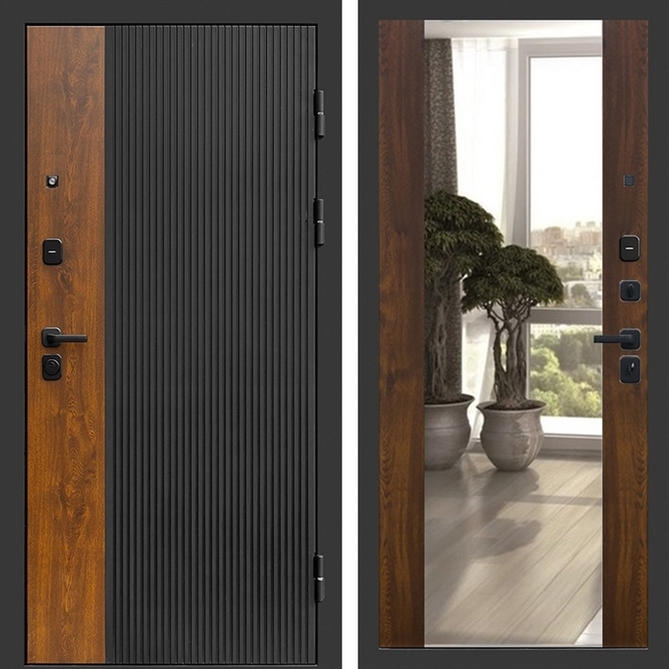 Входная дверь Престиж black фл-252 с зеркалом Дуб 47392