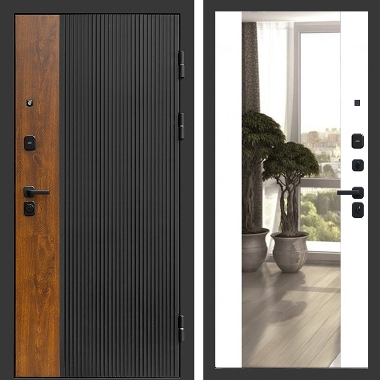 Входная дверь Престиж black фл-252 с зеркалом Белый матовый 47394