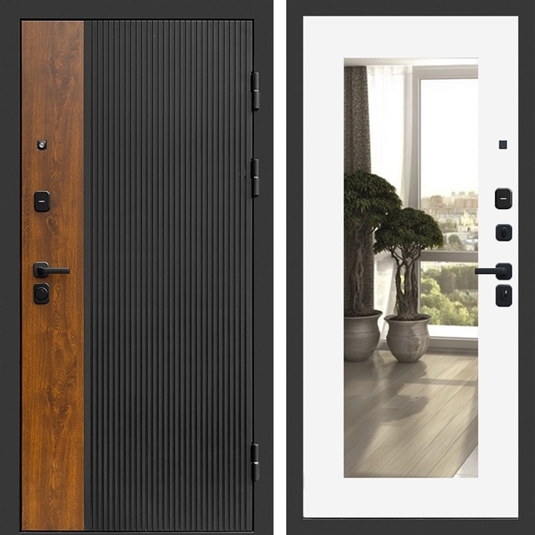 Входная дверь Престиж black фл-251 с зеркалом Белый софт 47402