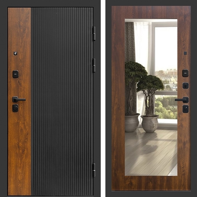 Входная дверь Престиж black фл-251 с зеркалом Дуб 47389