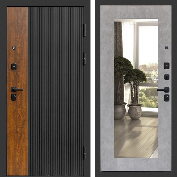 Входная дверь Престиж black фл-251 с зеркалом Бетон светлый 47390