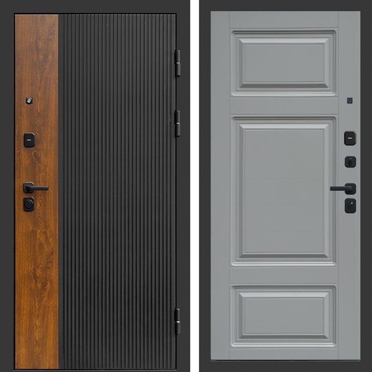 Входная дверь Престиж black фл-642 Грей софт 47416