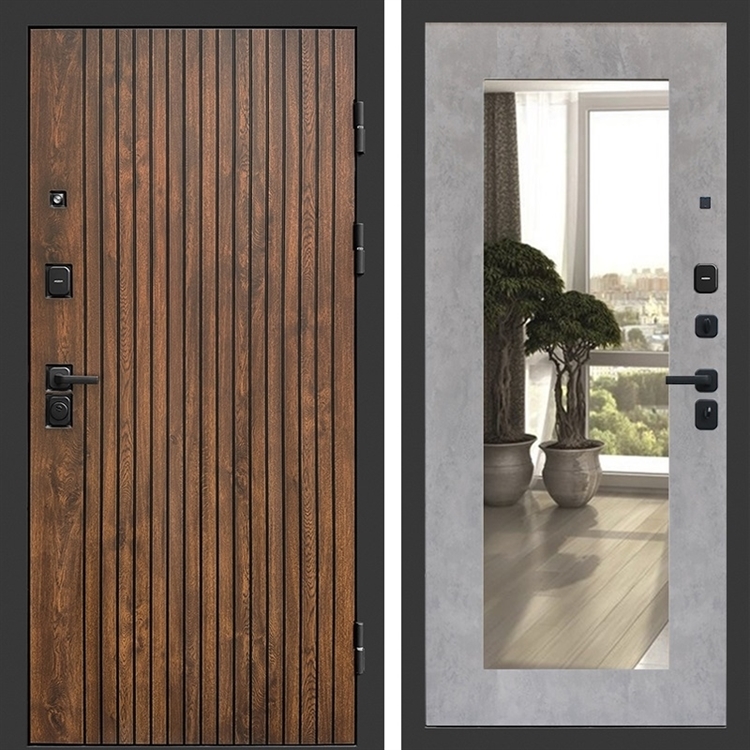 Входная дверь ТВИСТ фл-251 с зеркалом Бетон светлый 47458