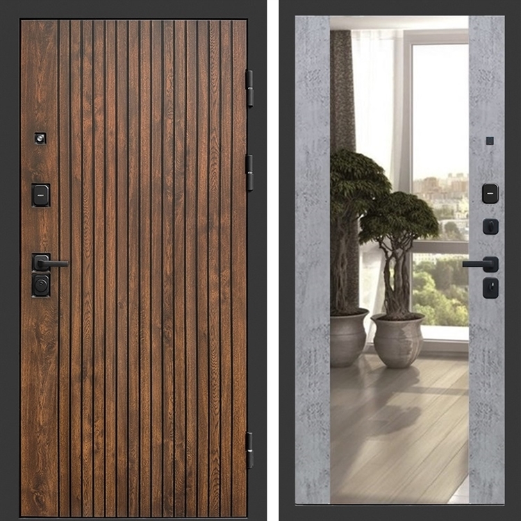 Входная дверь ТВИСТ фл-252 с зеркалом Бетон темный 47459