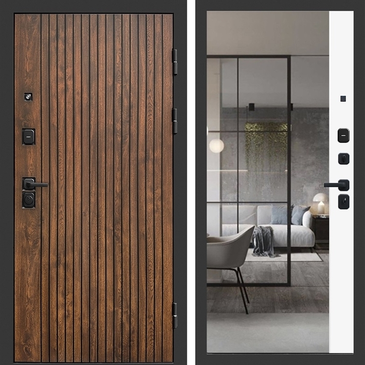 Входная дверь ТВИСТ с зеркалом фацет Белый софт 47471