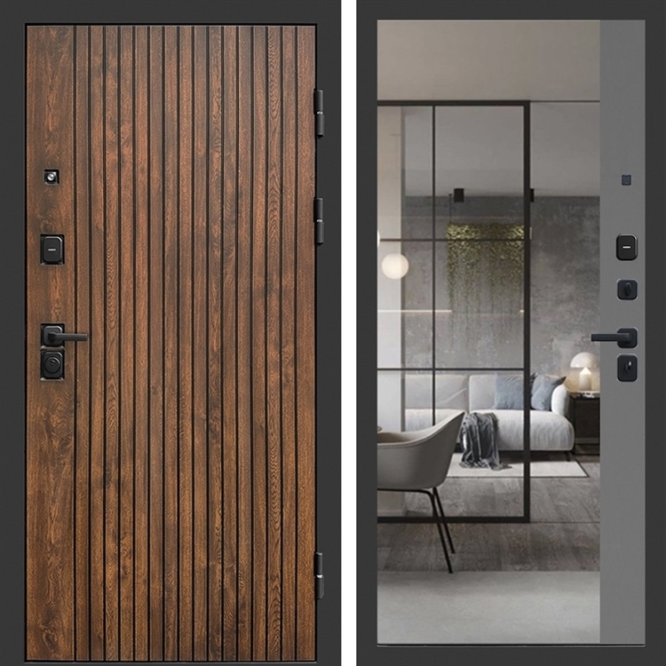 Входная дверь ТВИСТ с зеркалом фацет Грей софт 47472