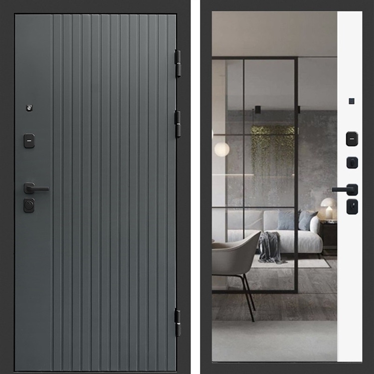 Входная дверь Гермес с зеркалом фацет Белый софт 47539