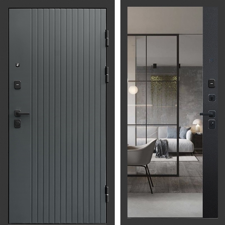 Входная дверь Гермес с зеркалом фацет Черный кварц 47541