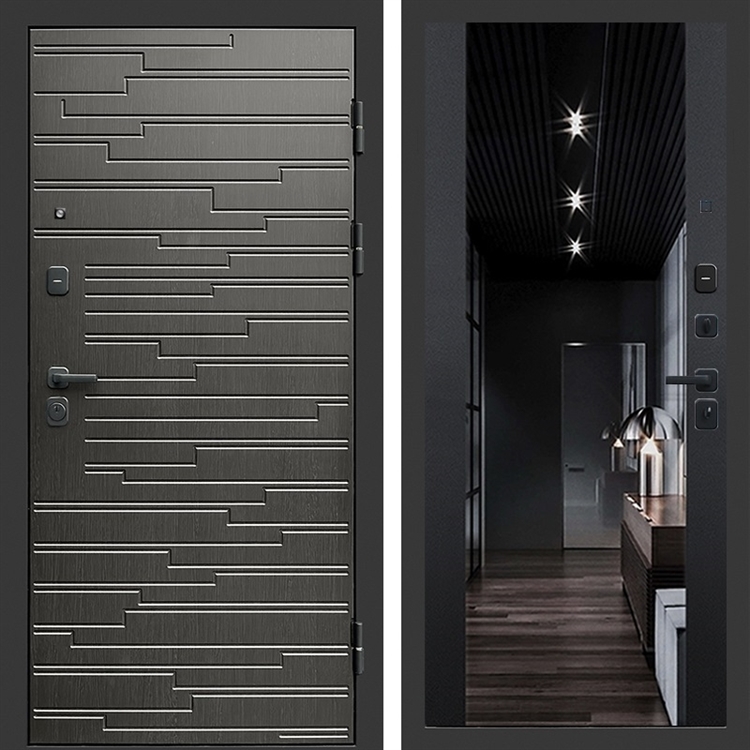 Входная дверь Ривьера фл-252 с зеркалом Черный кварц 47604