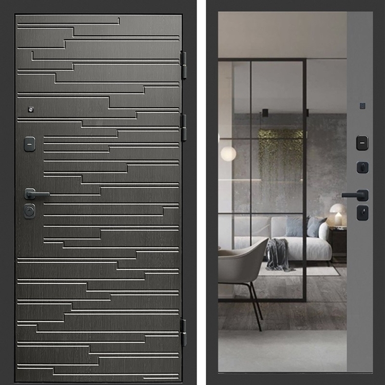 Входная дверь Ривьера с зеркалом фацет Грей софт 47609