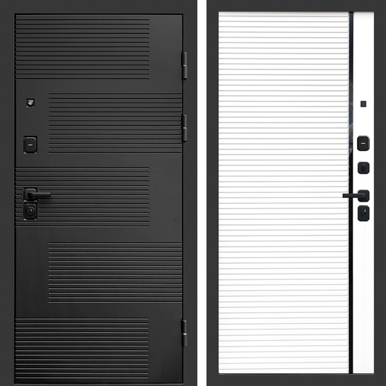 Входная металлическая дверь Фаворит фл-248 Белый матовый, черная вставка 47656