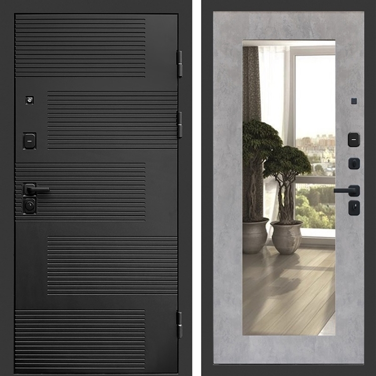 Входная металлическая дверь Фаворит фл-251 с зеркалом Бетон светлый 47663