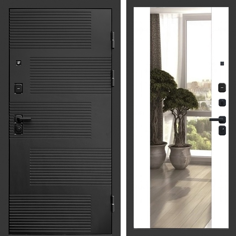 Входная металлическая дверь Фаворит фл-252 с зеркалом Белый матовый 47667