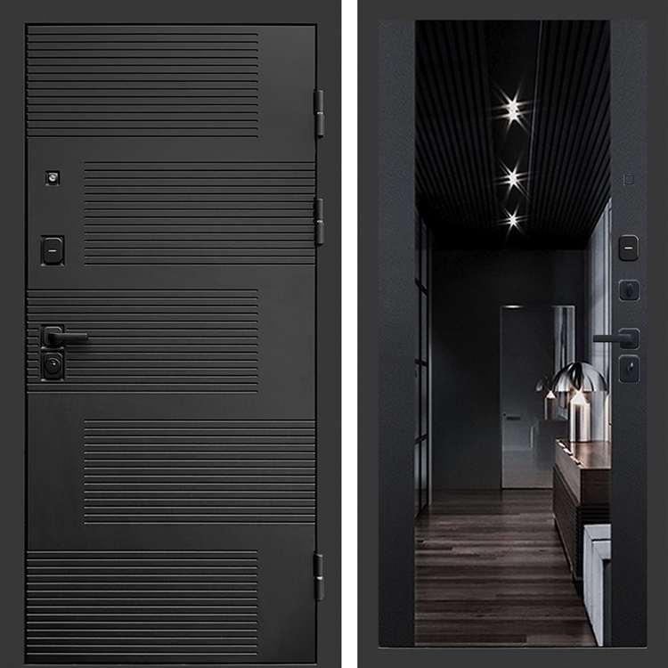 Входная дверь Фаворит фл-252 с зеркалом Черный кварц 47672