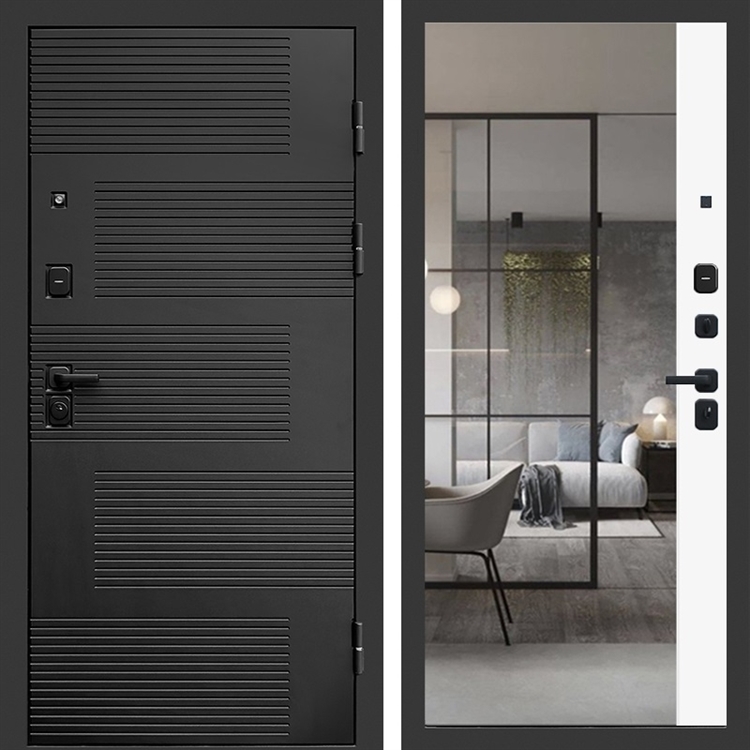 Входная дверь Фаворит с зеркалом фацет Белый софт 47676