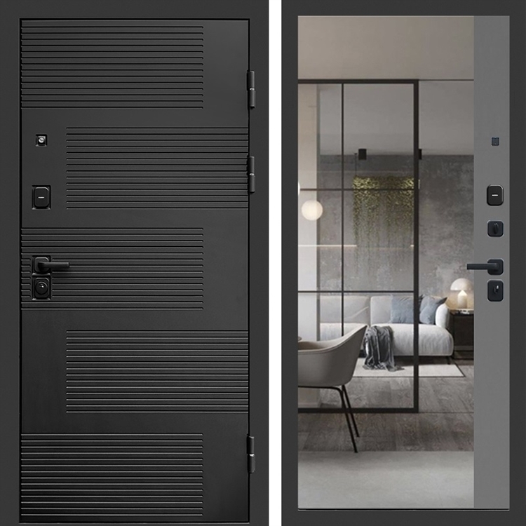 Входная дверь Фаворит с зеркалом фацет Грей софт 47677