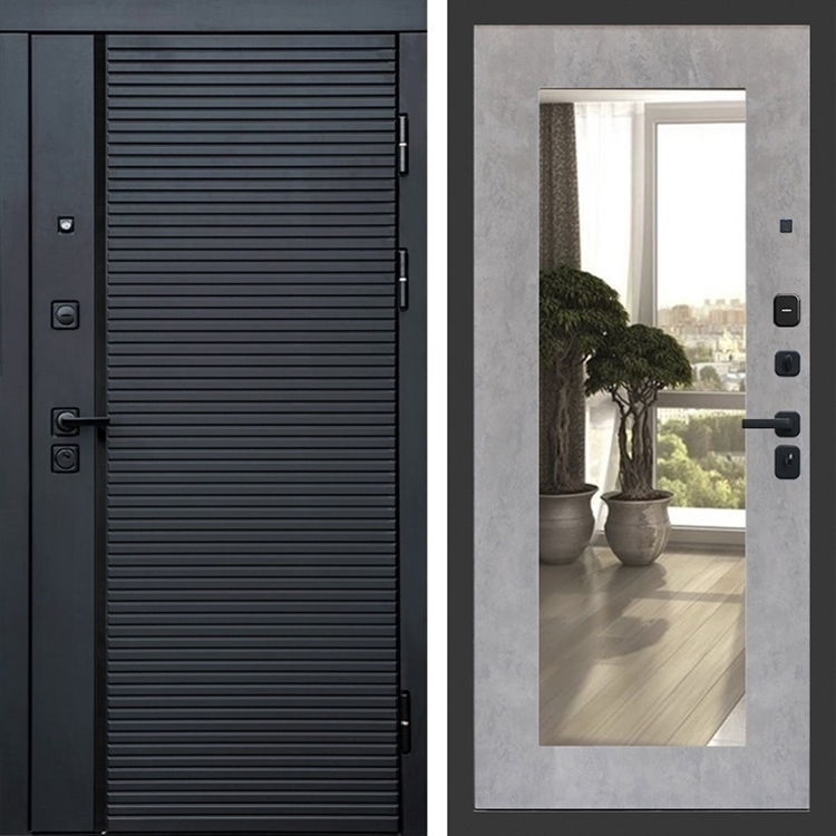 Входная металлическая дверь Феррони фл-251 с зеркалом Бетон светлый 47731