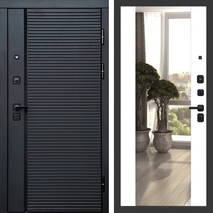 Входная металлическая дверь Феррони фл-252 с зеркалом Белый матовый 47735