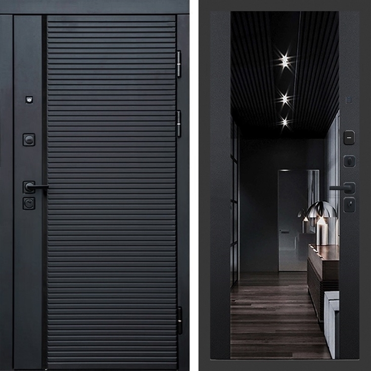 Входная дверь Феррони фл-252 с зеркалом Черный кварц 47740