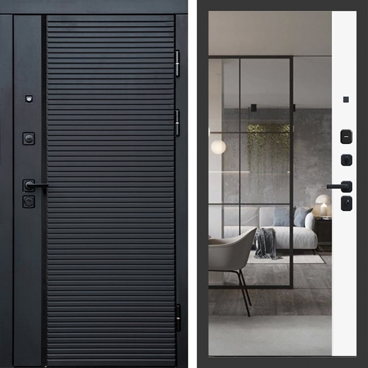 Входная дверь Феррони с зеркалом фацет Белый софт 47744