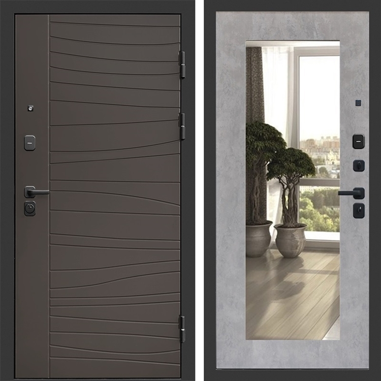 Входная дверь Сицилия фл-251 с зеркалом Бетон светлый 47799