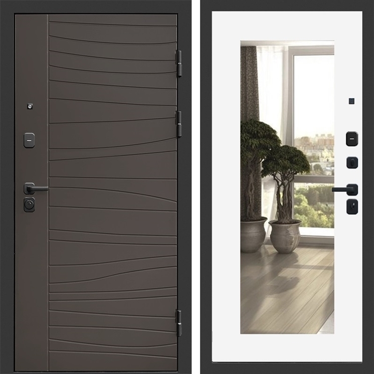 Входная дверь Сицилия фл-251 с зеркалом Белый софт 47811