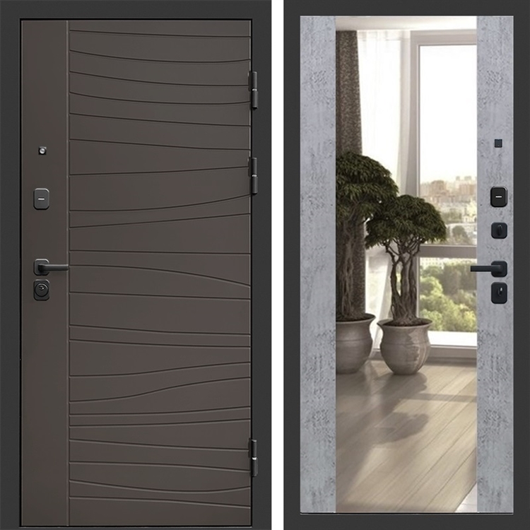 Входная дверь Сицилия фл-252 с зеркалом Бетон темный 47800