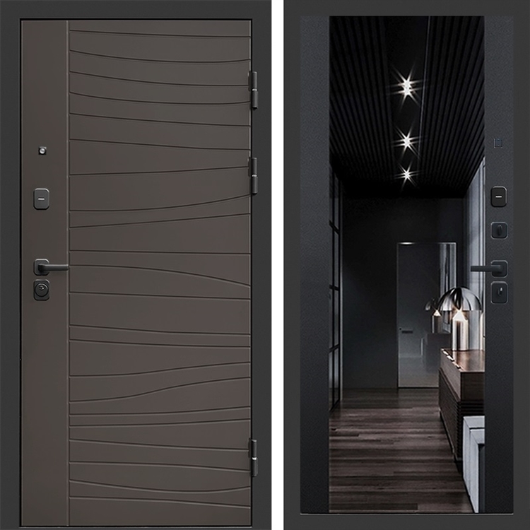 Входная дверь Сицилия фл-252 с зеркалом Черный кварц 47808