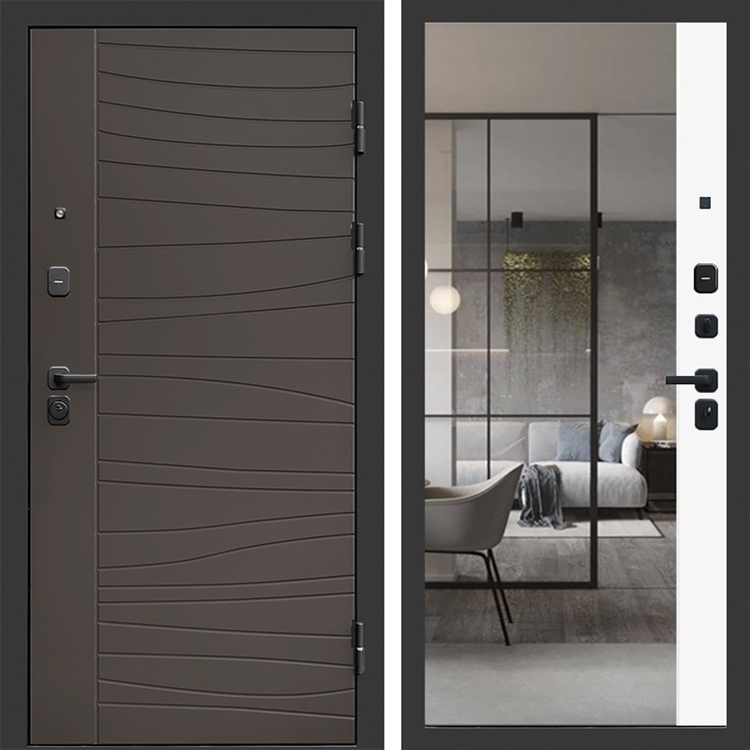 Входная дверь Сицилия с зеркалом фацет Белый софт 47812