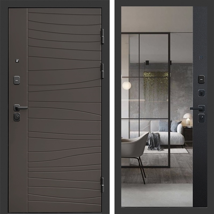 Входная дверь Сицилия с зеркалом фацет Черный кварц 47814